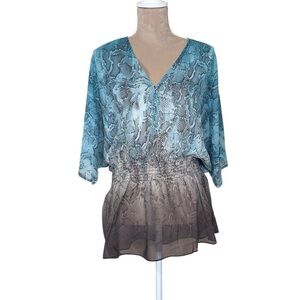 Monograph Snakeskin Print Semi-Sheer Swimsuit Coverup